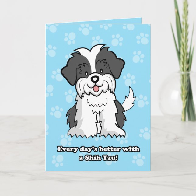 Cartoon ShihTzu Greeting Card (Front)