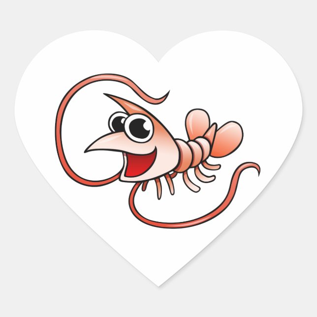 Cartoon Shrimp Heart Sticker (Front)