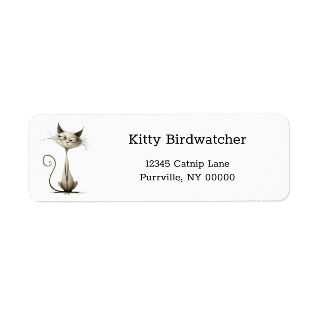 Cartoon Siamese Cat Funny Return Address (Front)