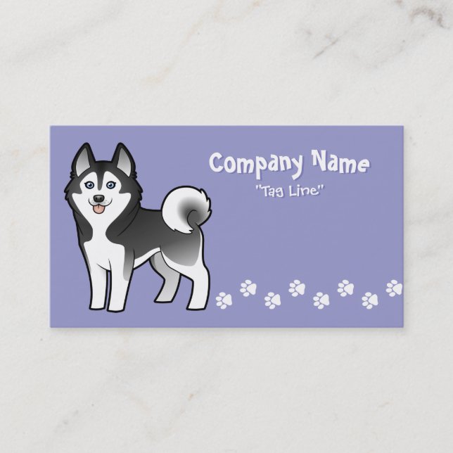 Cartoon Siberian Husky / Alaskan Malamute Business Card (Front)