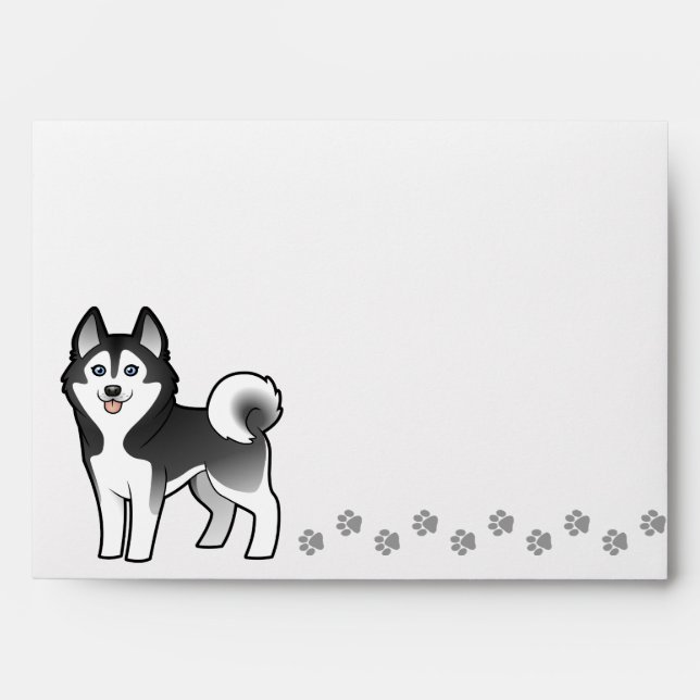 Cartoon Siberian Husky / Alaskan Malamute Envelopes (Front)