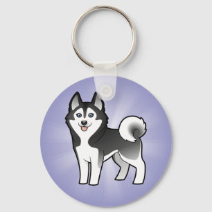 Cartoon Siberian Husky / Alaskan Malamute Key Ring