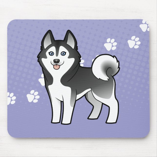 Cartoon Siberian Husky / Alaskan Malamute Mouse Mat (Front)