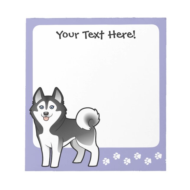 Cartoon Siberian Husky / Alaskan Malamute Notepad (Front)