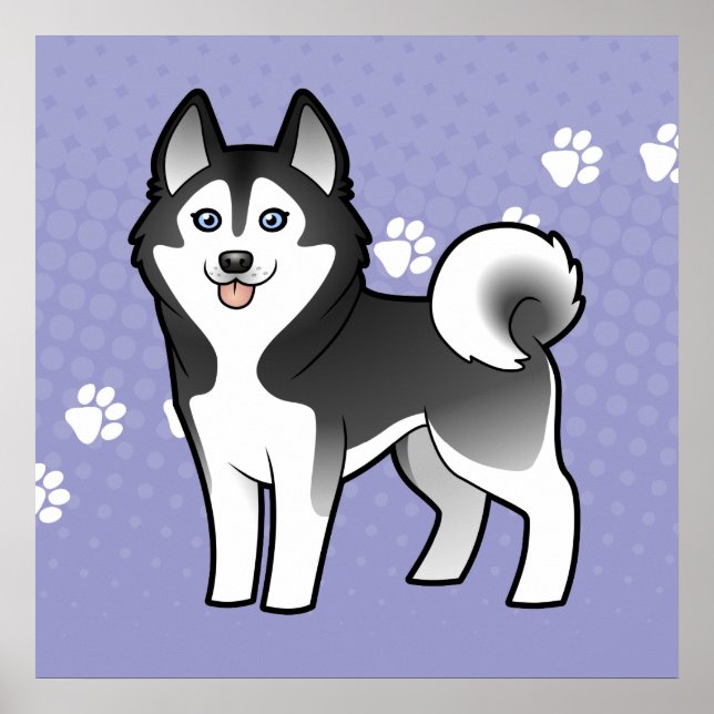 Cartoon Siberian Husky / Alaskan Malamute Poster (Front)