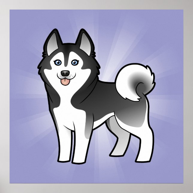 Cartoon Siberian Husky / Alaskan Malamute Poster (Front)