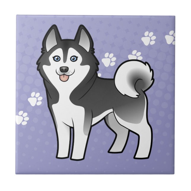 Cartoon Siberian Husky / Alaskan Malamute Tile (Front)