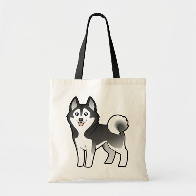Cartoon Siberian Husky / Alaskan Malamute Tote Bag (Front)