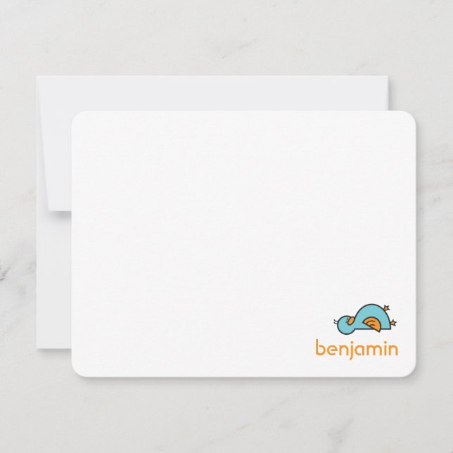 Cartoon SIlly Duckies Baby Boy Thank You Card (Front)