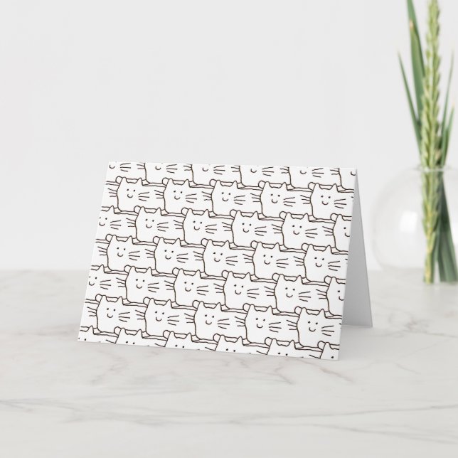Cartoon Simple Cats Line Drawing Greeting Card (Front)