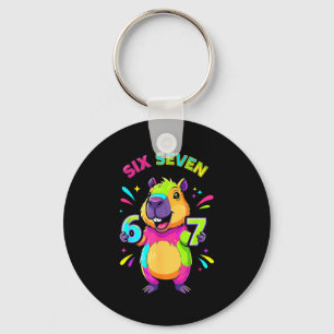 Cartoon Six 67 Seven Capybara Life Key Ring