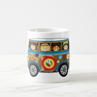 Cartoon Sixties Peace Hippie Van Coffee Mug