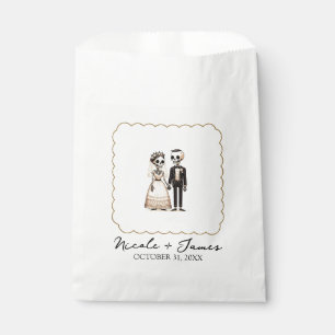 Cartoon Skeleton Bride + Groom Whimsical Wedding Favour Bags