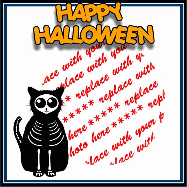 Cartoon Skeleton Cat, Bat & Ghost Photo Frame Standing Photo Sculpture (Front)