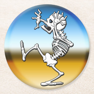 Cartoon Skeleton Halloween Party Round Paper Coaster