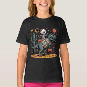 Cartoon Skeleton & T-Rex with Candy Buckets T-Shirt