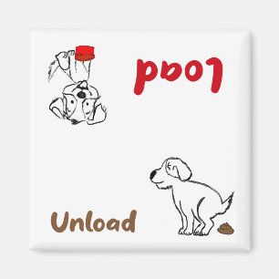Cartoon sketch, Load and unload dishwasher Magnet