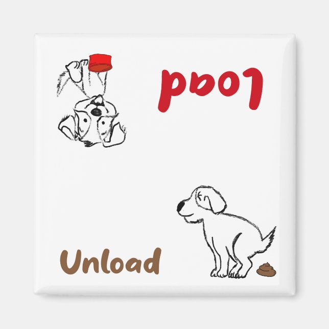 Cartoon sketch, Load and unload dishwasher Magnet (Front)