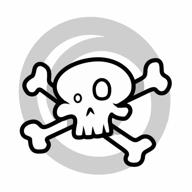 Cartoon Skull & Cross Bones Swirl Photo Sculpture Magnet (Front)