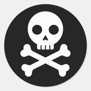 Cartoon Skull & Crossbones Classic Round Sticker