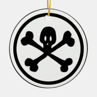 Cartoon Skull & Crossbones Logo Ceramic Tree Decoration