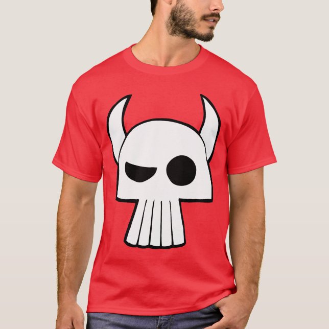 Cartoon Skull Design with Horns dark and white T's T-Shirt (Front)