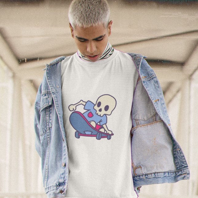 Cartoon Skull Skateboard Streetwear Graphic Tee (Creator Uploaded)