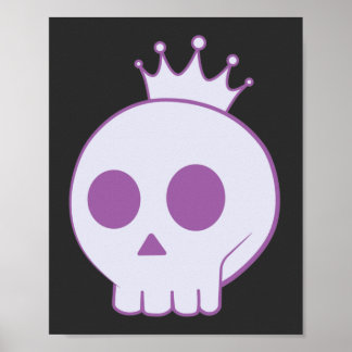 cartoon skull with crown design poster