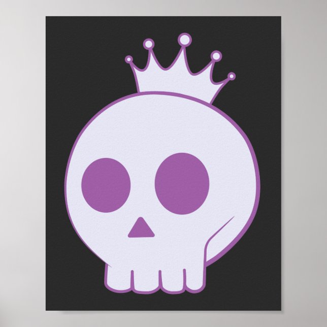 cartoon skull with crown design poster (Front)