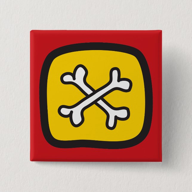 Cartoon Skulls & Bones Halloween Fun Party Button (Front)