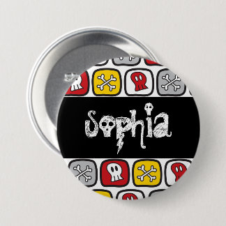 Cartoon Skulls & Bones Halloween Party Name Tag 7.5 Cm Round Badge