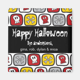 Cartoon Skulls & Bones Kid's Halloween Party Gift Magnet