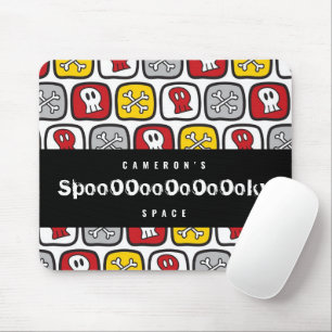 Cartoon Skulls & Bones Pattern Fun Kid's Halloween Mouse Mat