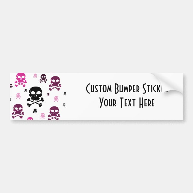 Cartoon Skulls Collage - Pink Bumper Sticker (Front)