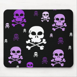 Cartoon Skulls Collage - Purple Mouse Mat