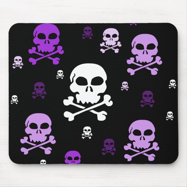 Cartoon Skulls Collage - Purple Mouse Mat (Front)
