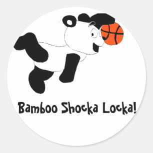 Cartoon Slam Dunking Panda Classic Round Sticker