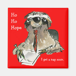 Cartoon Sloth Holiday Magnet