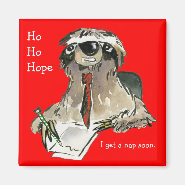 Cartoon Sloth Holiday Magnet (Front)