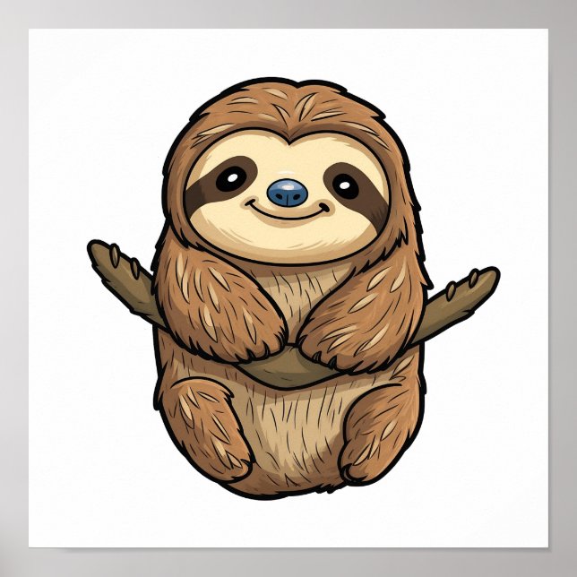 Cartoon sloth illustration poster (Front)