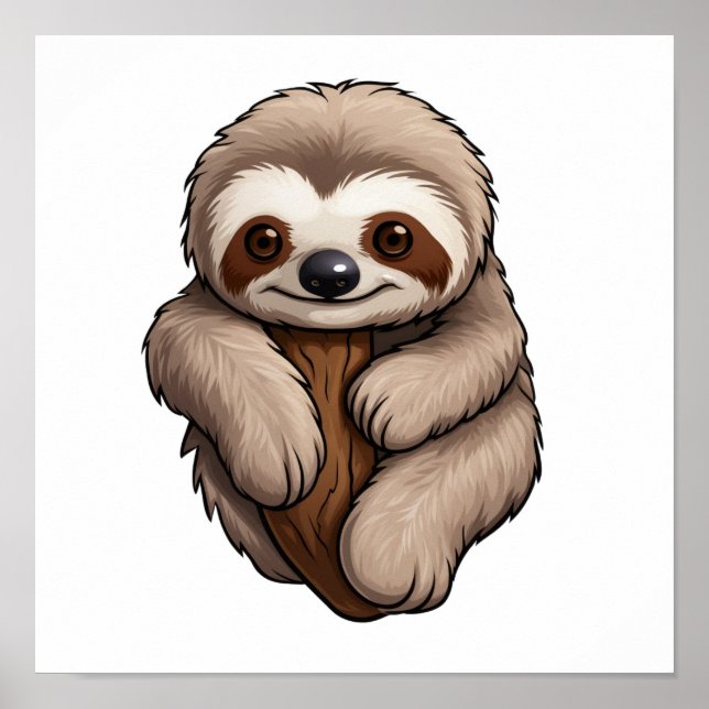 Cartoon sloth illustration poster (Front)