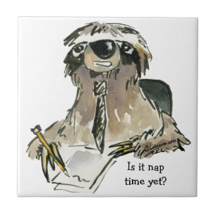 Cartoon Sloth Nap Time Tile