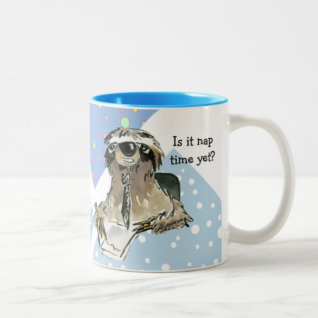 Cartoon Sloth Nap Time Two-Tone Coffee Mug (Right)