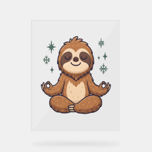 Cartoon Sloth Wearing Christmas Acrylic Sign