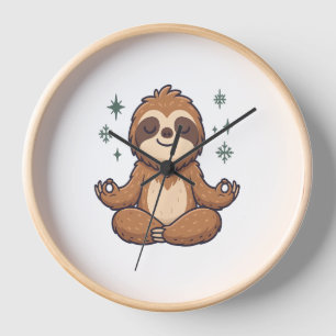 Cartoon Sloth Wearing Christmas Clock
