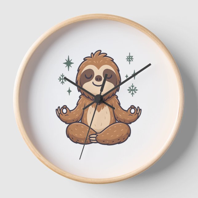 Cartoon Sloth Wearing Christmas Clock (Front)