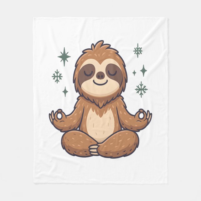 Cartoon Sloth Wearing Christmas Fleece Blanket (Front)