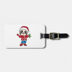 Cartoon Sloth Wearing Christmas Luggage Tag