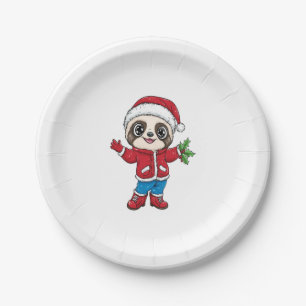 Cartoon Sloth Wearing Christmas Paper Plate