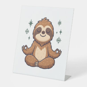 Cartoon Sloth Wearing Christmas Pedestal Sign